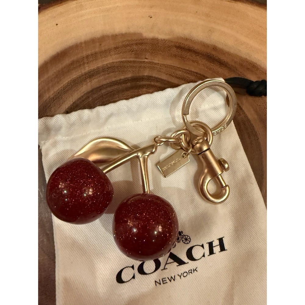 COACH Cherry Glitter Keychain or Bag Charm 77840 Authentic